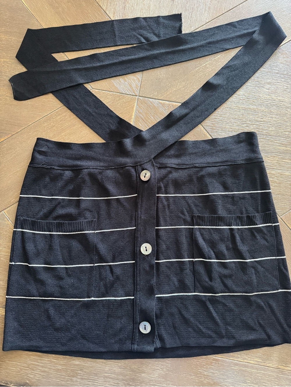 Vintage Angelo Tarlazzi Paris Black Knit Striped Halter Top